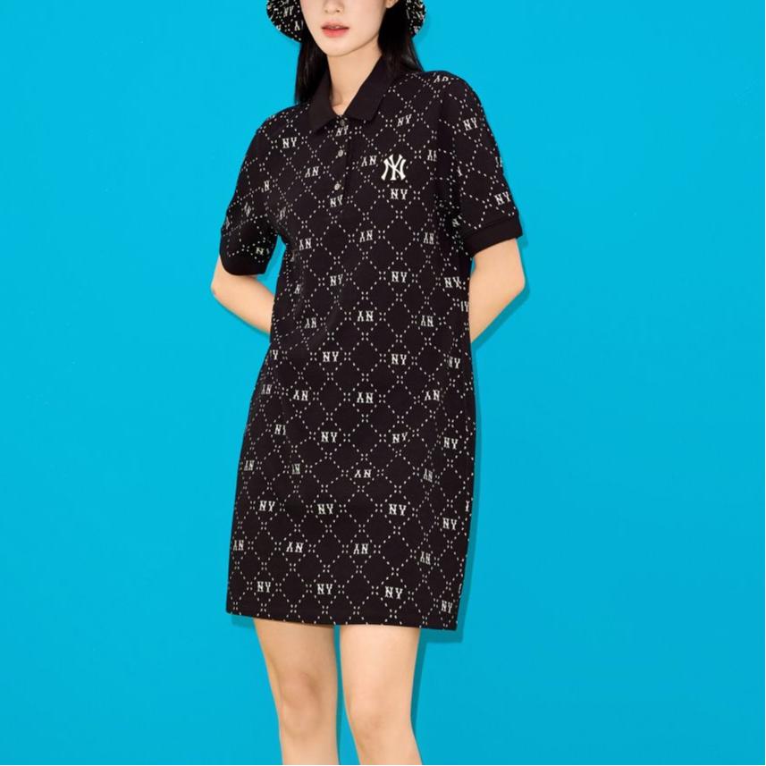 New MLB Short Sleeved Dress Women's Black 3FOPM0533-50BKS