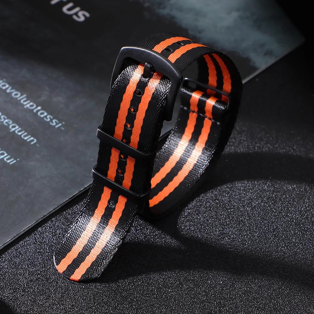 Ribbed Nylon Watchband Nylon Watch Strap 20mm 22mm Watchband Black Buckle Bracelet for Military Sport Watch Band Accessories