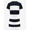 Fashionable Men's Summer Striped Print Micro Elastic Breathable Round Neck T-shirt Shorts Set