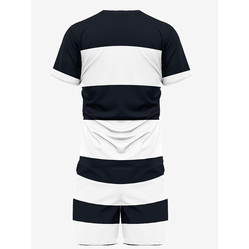Fashionable Men's Summer Striped Print Micro Elastic Breathable Round Neck T-shirt Shorts Set