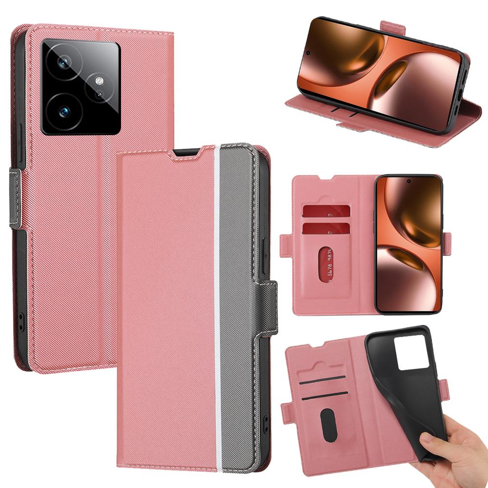 For Realme GT 7 5G Case Card Holder Twill Texture Leather Phone Cover