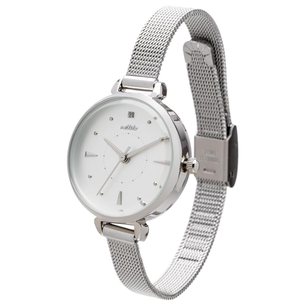 Fieldwork Analog Watch with Stainless Steel 5 ATM Water Energy WP Ripple Women's Strap, Resistance, Saving, Silver, (JN025-1)