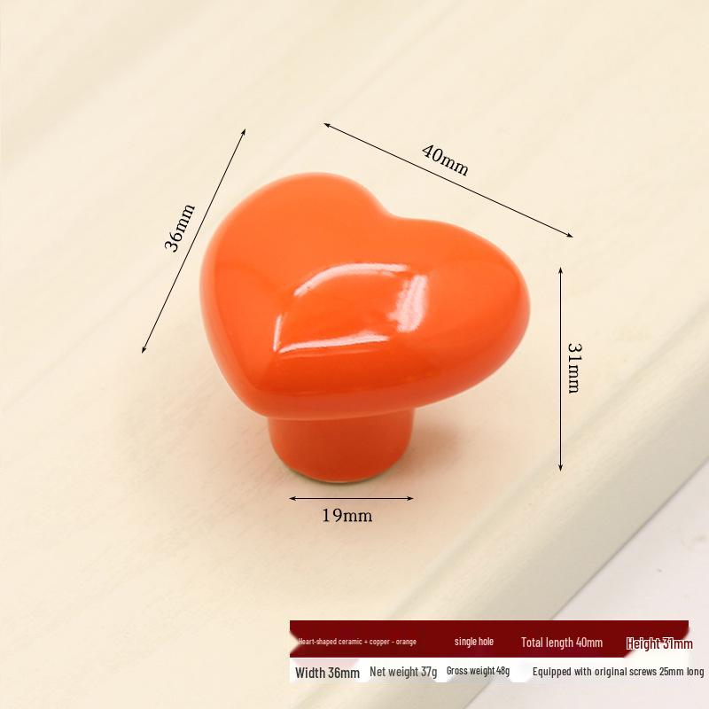 Colorful Heart-Shaped Ceramic Drawer Handle