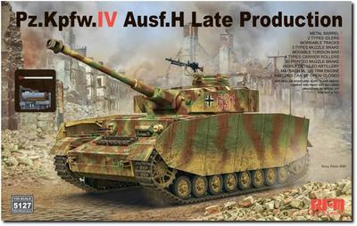 Ryfield Model Panzer IV H Tipo Modelo Tardio Montagem Esteira Móvel Modelo de Plástico RFM5127 1/35 c/ Conectado (Tanque)