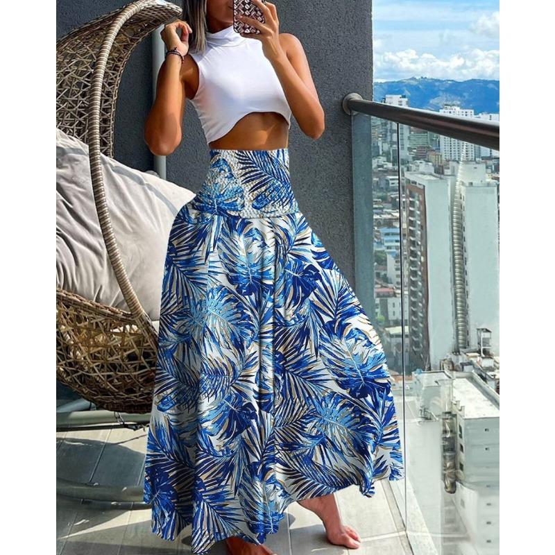 

Summer Fashion High Waist Skinny Printed Women s Skirt Women XXL