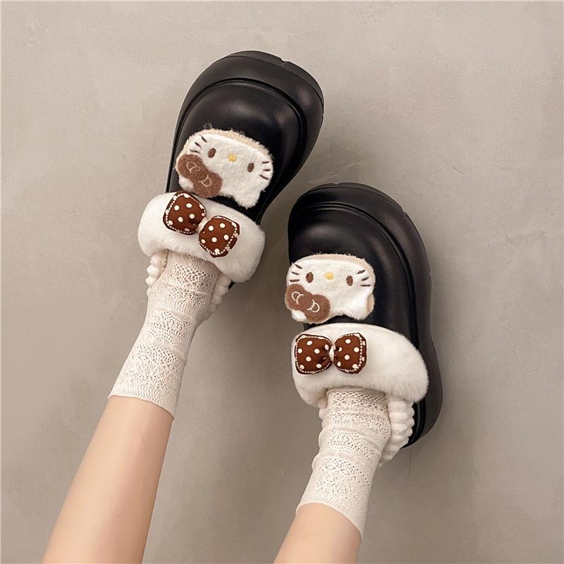 Mao Mao shoes eva lazy shoes women's platform cute cotton shoes women's warm and heightened men's winter velvet Hello Kitty