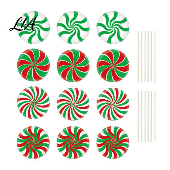 Outdoor Holiday Lawn Decorations 12Pcs Christmas Candy Yard Stakes, Hollow Board Garden Decor with Metal Spikes, Tree Ground Inserts Red White