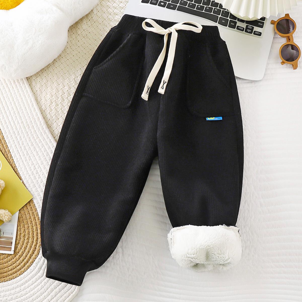 

Зимние толстые спортивные штаны для девочек, повседневные брюки для мальчиков, свободные спортивные брюки для студентов, детские брюки с карманами 140