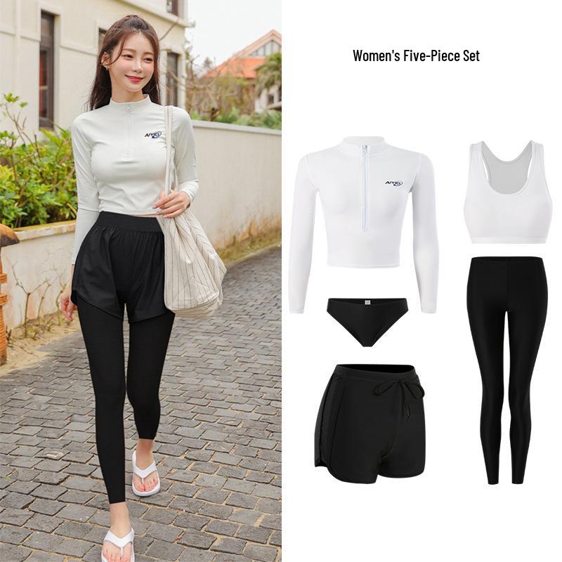 

Женский высокоэластичный нейлоновый гидрокостюм для дайвинга - Защита от солнца, Быстросохнущий, Утягивающий, С длинным рукавом, Костюм для снорклинга и серфинга для пар. L