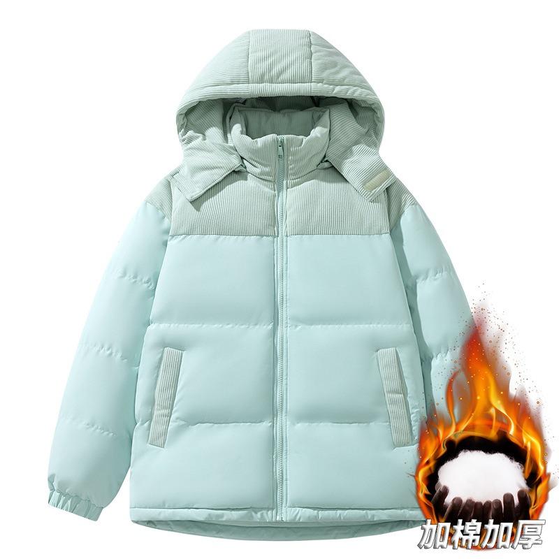 Group Buying Corduroy Cotton-padded Clothes Men s Winter Trend Loose Color Matching Removable Hat Cotton-padded Jacket Men S