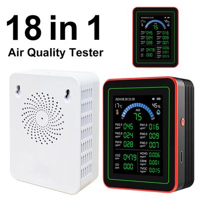Tuya WiFi 18 In 1 Air Quality Monitor Portable Rechargeable AQI CO2 CO PM2.5 PM10 PM0.3 TVOC HCHO Household APP Control Detector
