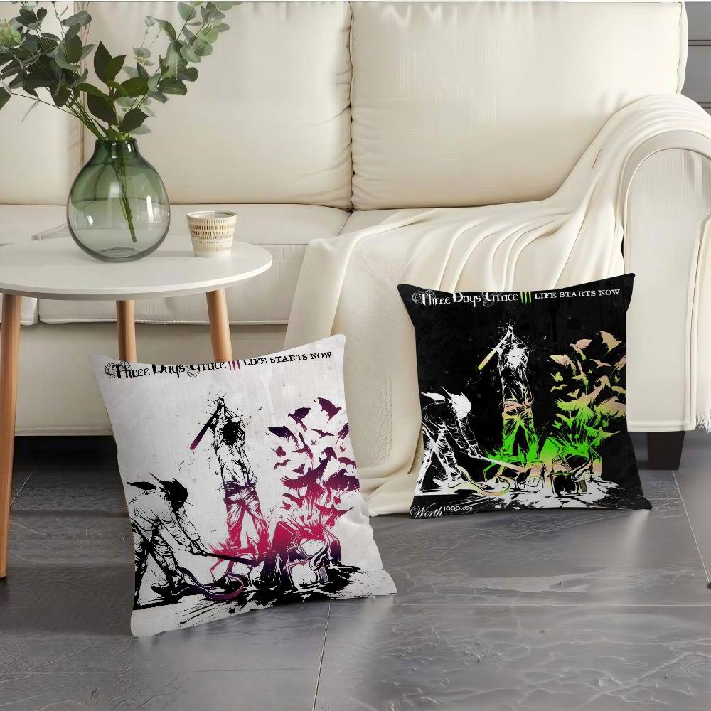 T-Three Days Grace Band Personalized Picture Text Home Decorative Pillows Household Gifts 45X45Cm