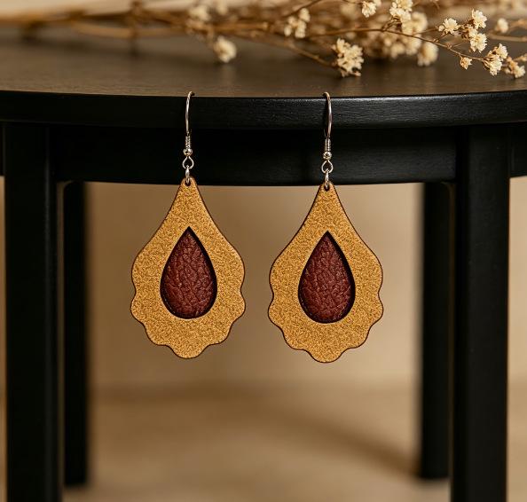 Vintage Leather Cross-Border Earrings: Boho Exaggerated & Ethnic Style for Women
