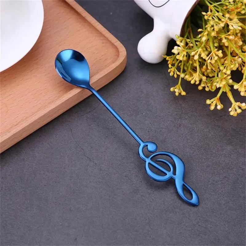 Musical Note Stainless Steel Teapoon Spoon Treble Clef Shape Mug Teaspoons Music Bar Ice Cream Creative Spoon Kitchen Tableware