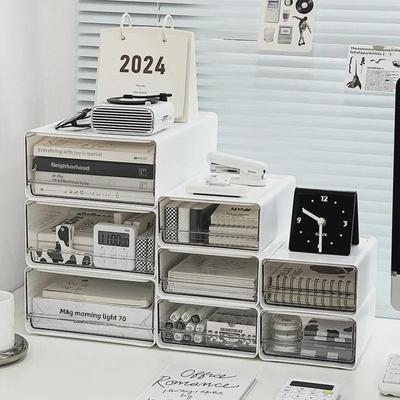 Transparent Drawer A4 File Storage Box - Stackable Office Desktop Organizer