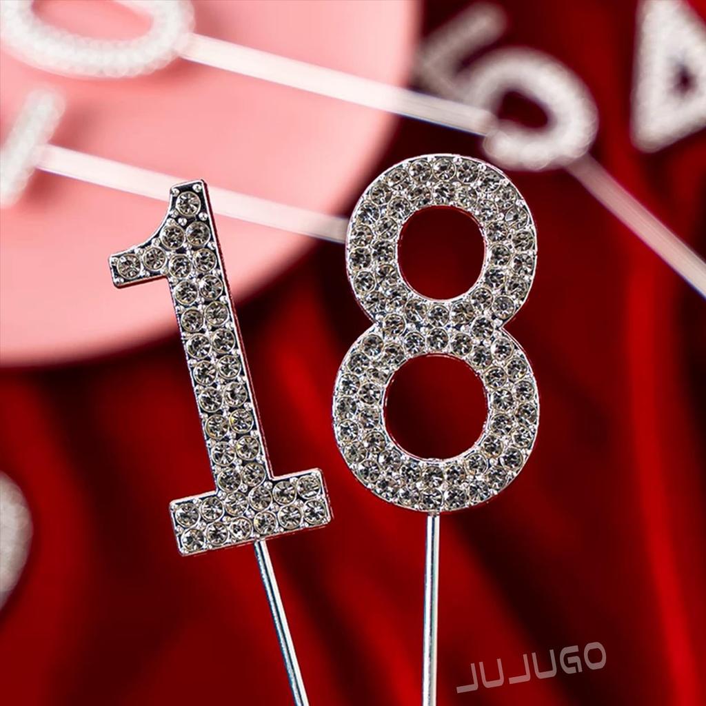 JUJUGO Cake Topper Numbers Birthday Cake Insert Card Water Drill Birthday Decoration Cake Decoration Commemorative Photo Handmade Cake Cake Only 0-9
