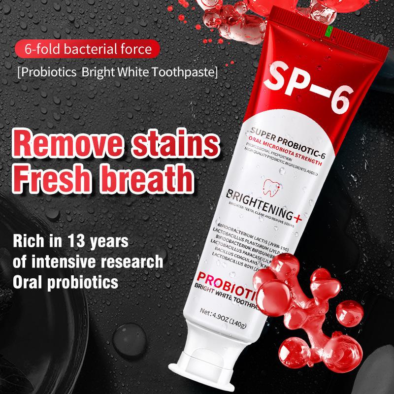SP-6 Probiotic Whitening Toothpaste: Removes Stains, Freshens Breath, Reduces Bad Breath, and Brightens Yellow Teeth