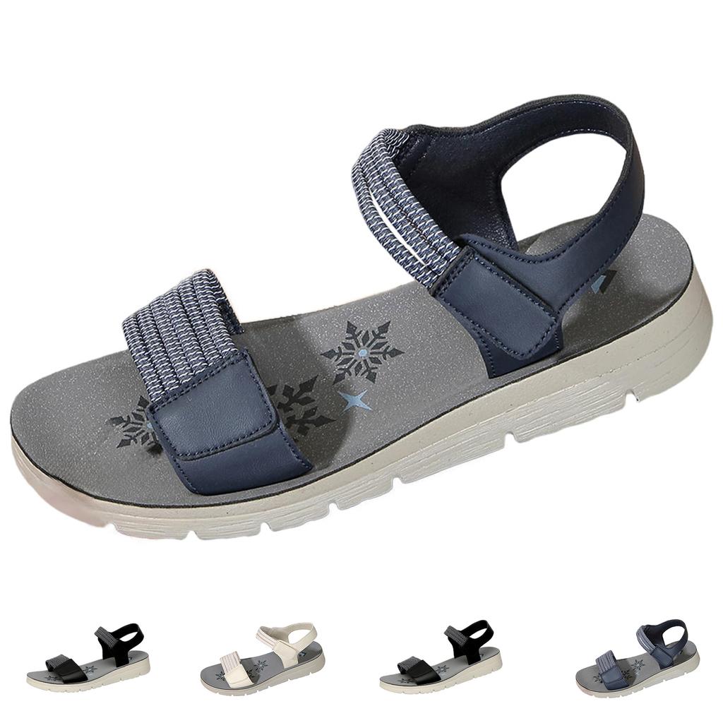 Women's Bohemian Style Printed Flat Sandals Adjustable Straps Lightweight Sole Comfortable Footwear for Casual Wear