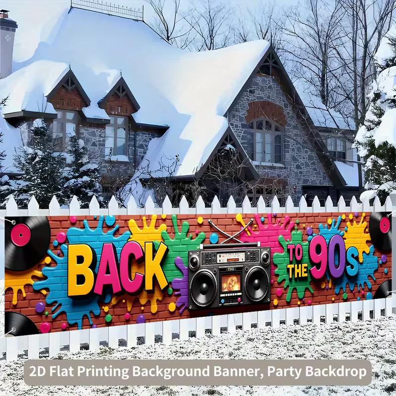 2D Back to The 90s Party Backdrop for Hip Hop Throwback Party Decoration