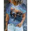 Funny Women's Cat Graphics T-Shirt Cute 3D Print Tees Fashion Tops Short Sleeves O-Neck T-Shirts Street Summer Woman Clothing