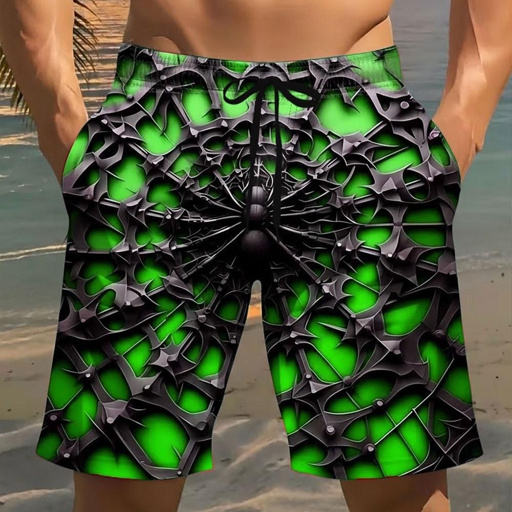 Men's Animal Spider Swim Trunks Swim Shorts Board Shorts Mid Waist Gothic Casual Daily Beach Vacation Wear