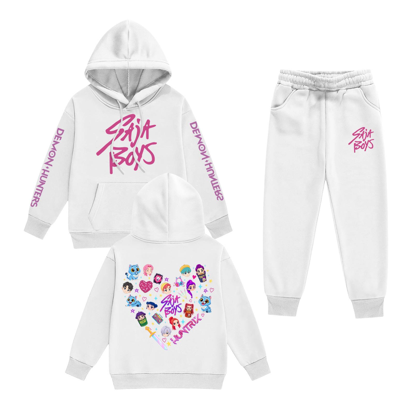 

Детский комплект худи с длинным рукавом, свободный пуловер с принтом букв, на шнурке, с капюшоном 130 белый