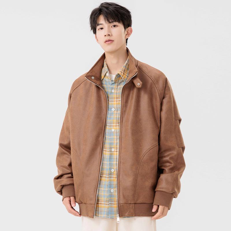 Herren Frühling und Herbst Rowdy Hübsch Amerikanisch Lässig Batik Alt Stehkragen Teenager Jacke