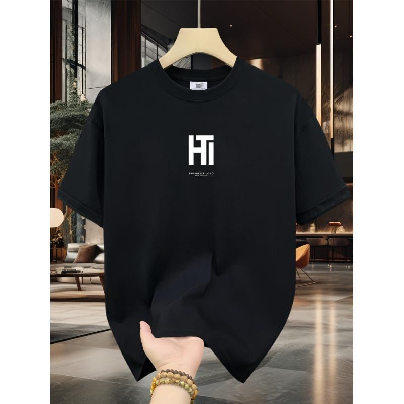 

European sizes SKY·R Brand Print T-Shirt with a Round Neck, Short Sleeves, Summer Pure Half-Sleeve Top, Trendy Style S чёрный