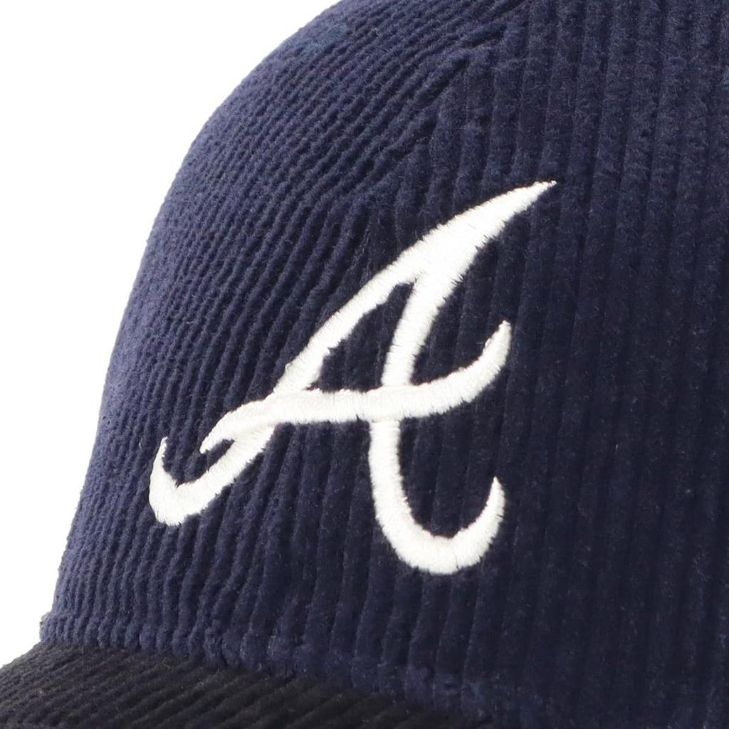 New Era 9TWENTY MLB Veludo ATL Tamanho MLB Boné Preto, Azul Marinho, M/L, 920CS, 8W, Veludo, Atlbra, Azul Marinho,