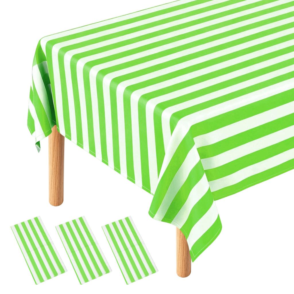 3Packs Striped Table Cloths 54 x 108 Inches Rectangle Plastic Tablecloth Waterproof Table Cover for Dining Birthday Party Picnic