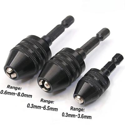 1PC Keyless 0.3-3.6mm/0.3-6.5mm/0.6-8.0mm Drill Chuck 1/4" Keyless Drill Chuck Hex Shank Adapter Converter Quick Change