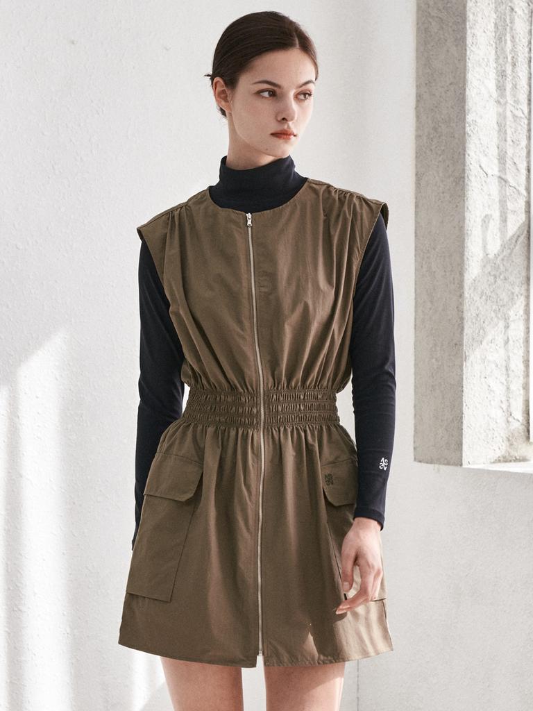 AIMSWING+8 Full Zip-Up Dress (Khaki)