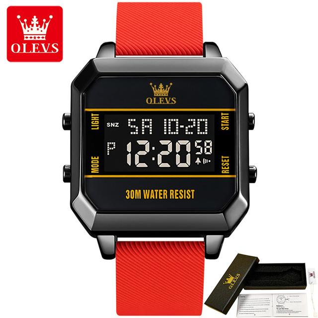 Silicone Strap Fashion Men Wristwatch Waterproof Digital Quality Multifunctional Watches for Men Calendar Luminous