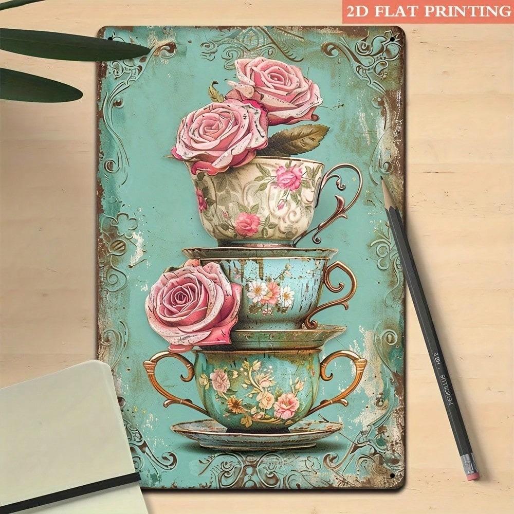 Vintage Ornate Tin Sign Retro Cafe Wall Decor Rustic Home Pub Bar Art 8x12