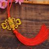 Gold-Plated Fu Character Chinese Knot Tassel Pendant - Festive Lantern Decoration Gift Box Ornament