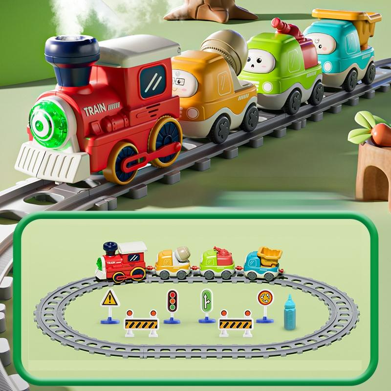 Children Electric Track Train Toy Steam Rail Car with LightMusic Mini Engineering Car Set Kids Puzzle Boy Toys Xmas Gifts