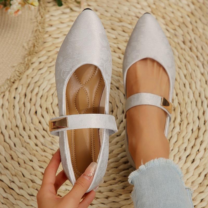 

Туфли Мэри Джейн А-силуэта с острым носком, французские нежные туфли на каблуке Four Seasons, женские туфли на плоской подошве, массивные туфли на плоской подошве 43 бежевый