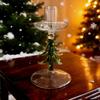 Creative Nordic Style Christmas Trees Candlestick Glass Large Pallet Candle Holder Slim Tall Foot Candle Stand Party