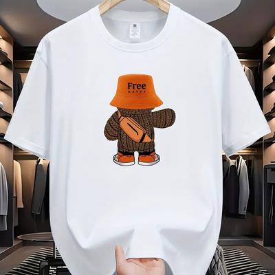 Nova Camiseta de Moda Masculina de Verão Personalidade Ursinho Estampado Camiseta Masculina Top