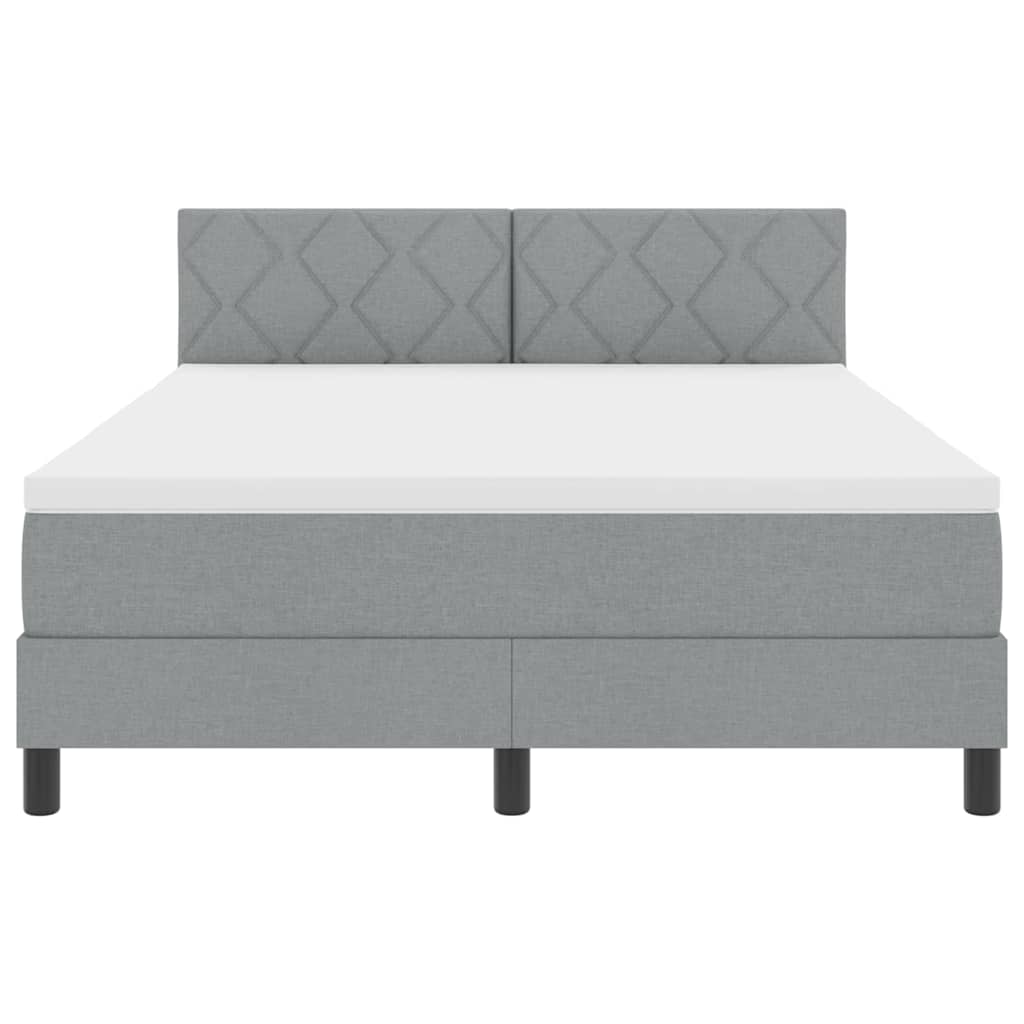 Box Spring Bed with Headboard Light Grey 140 x 200 cm Fabric