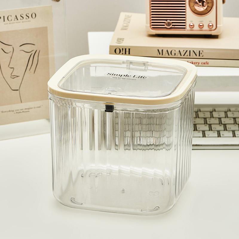 Multifunctional Press-Top Cosmetic Organizer & Mini Transparent Office Trash Can