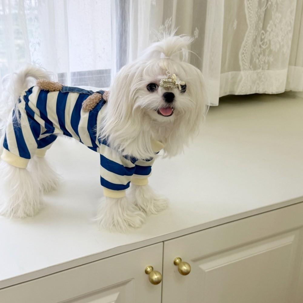 Keep Warm Winter Puppy Clothes Striped Pajamas Dog Jumpsuits Kawaii Pet Clothes  Corgi