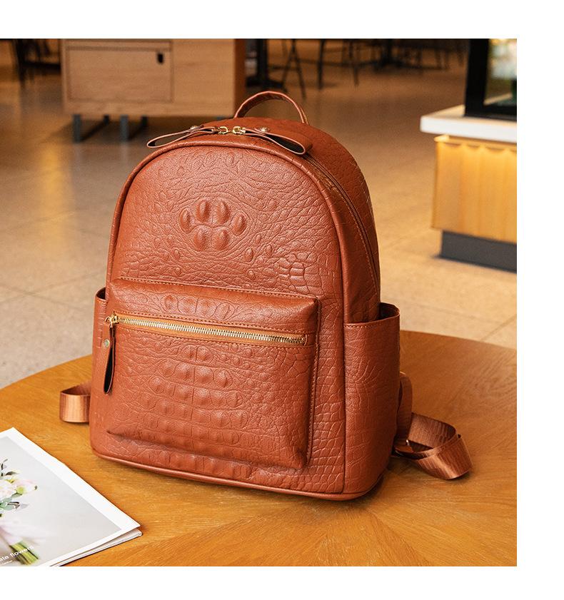 

Women s bag, crocodile pattern fashion backpack, computer bag, student schoolbag, backpack. світло-коричневого кольору