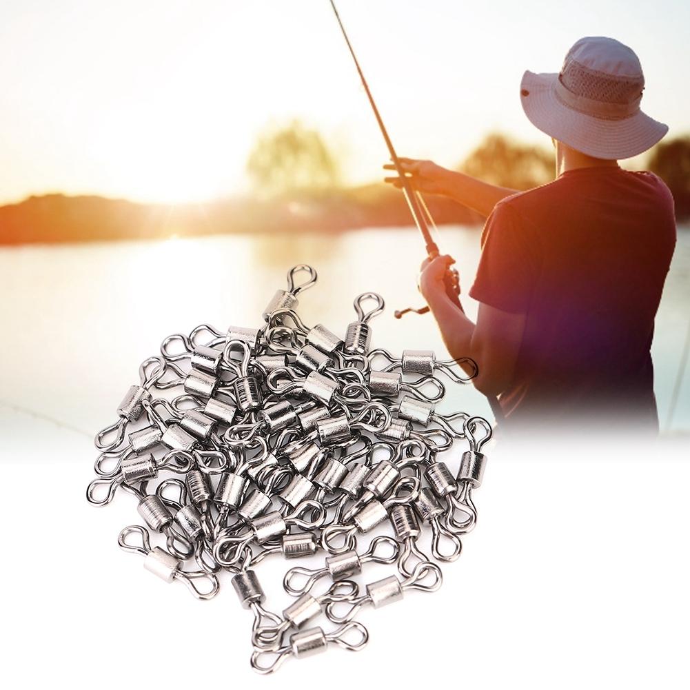 50pcs Stainless Steel Fishing Connector Pin Bearing Rolling Swivel Fish Accessories(#10)