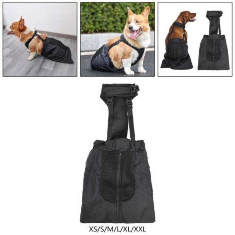 Doglemi Borsa Supporto Zampa Posteriore per Cani Domestici per Cani di Taglia Media e Grande Materiale Poliestere Nero