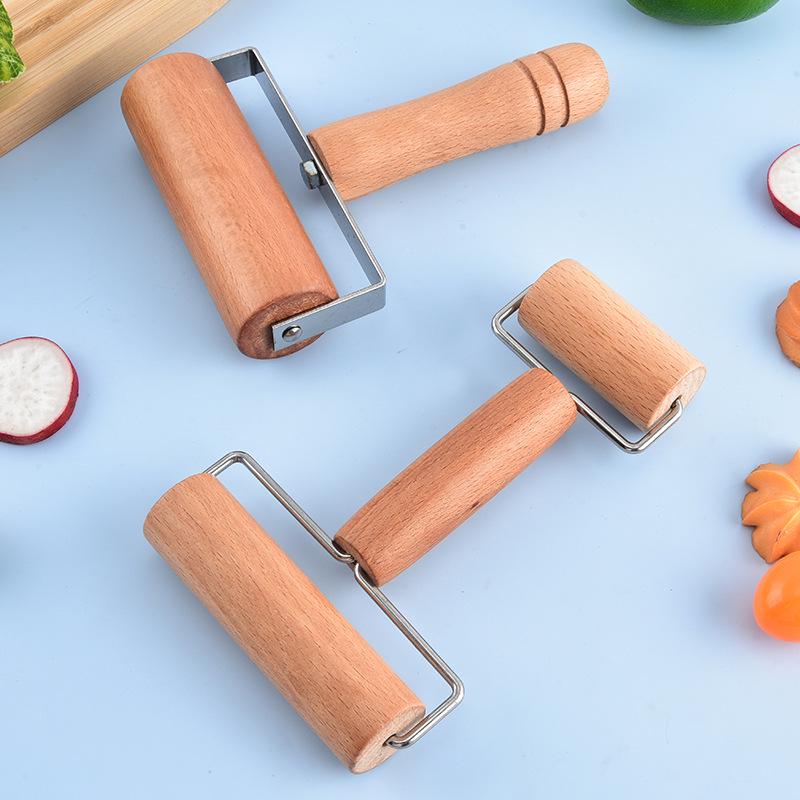 Beech Wood Double-Ended Rolling Pin - Handheld Dumpling Skin Roller and Baking Tool
