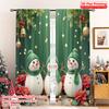 2pcs 2D Flat Printing Merry Christmas Curtain Cute Snowmen Christmas Poinsettia Festive Polyester Without Electricity 0 for