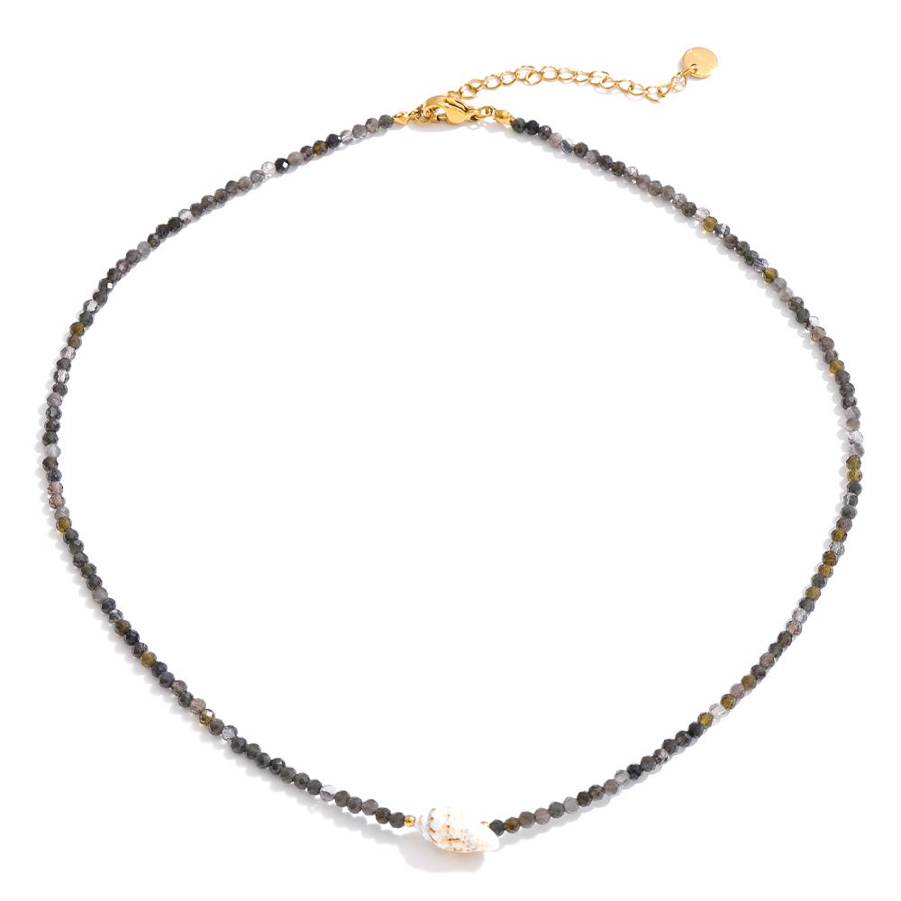 Yhpup Edelstahl Muschel Anhänger Halskette Handgefertigter Schmuck Weiß Grau Kristall Perlenkette Sommer Halsband Günstiger Schmuck