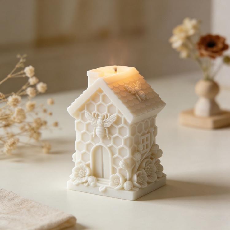 Honeycomb House Shape Silicone Mould Holiday Candle Silicone Molds For Handmade Candle Soap Chocolate Candy Cake Baking