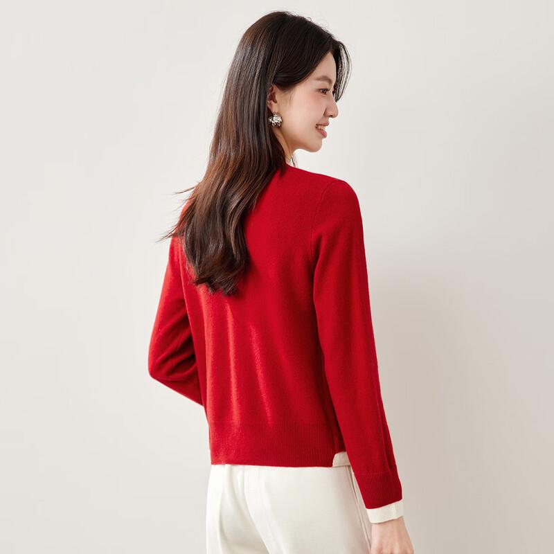 Women's 100% Wool Round Neck Knit Cardigan